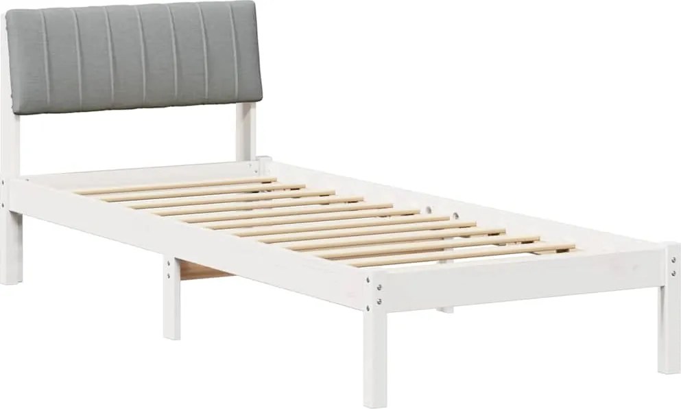 vidaXL Cadru de pat Alb și gri deschis 80 x 200 cm Lemn masiv de pin