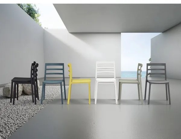 PAZZO DESIGN Set de 4 scaune Luca albastru din polipropilenă | Aosom Romania