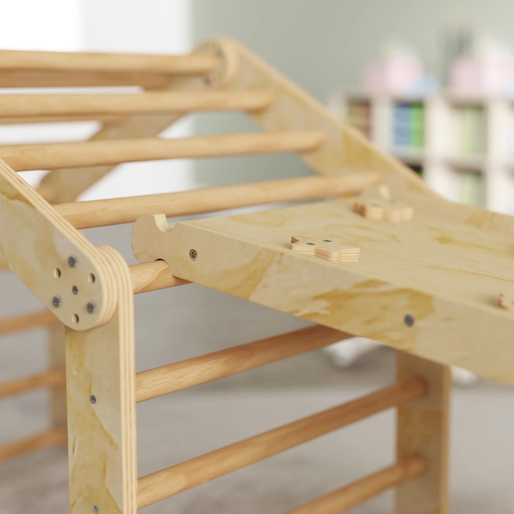 AIYAPLAY Cadrul de cățărat 9-în-1 pentru interior, rampă, tobogan, scară, tablă de scris, pentru copii mici, lemn | Aosom Romania