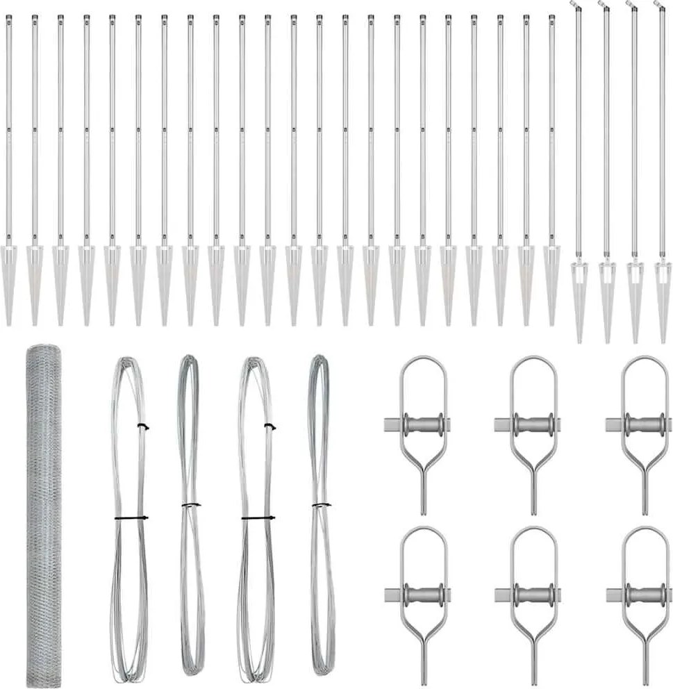 vidaXL Stâlp de gard. Argintiu 50 x 1,5 m (plasă de 13 mm) Oțel