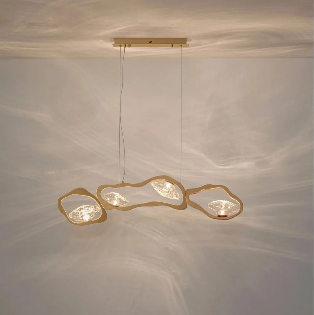 Lustra LED otel auriu si sticla DENISE