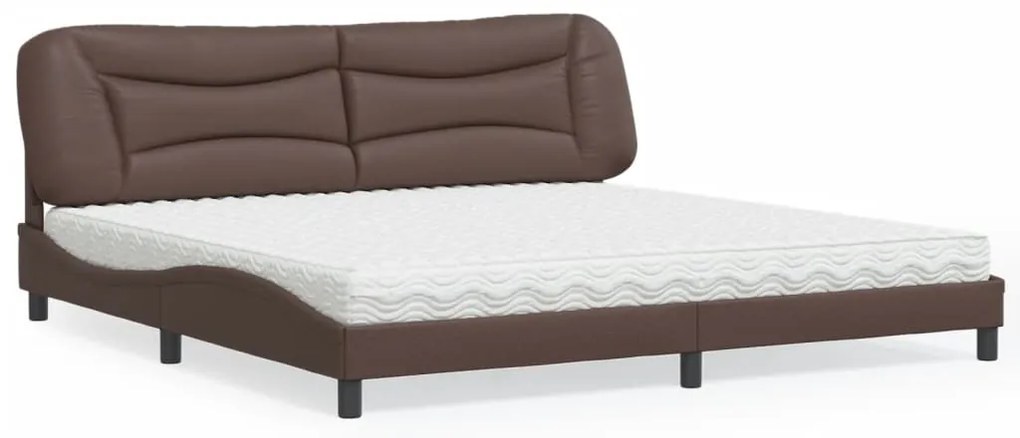 vidaXL Pat cu saltea, maro, 200x200 cm, piele ecologică