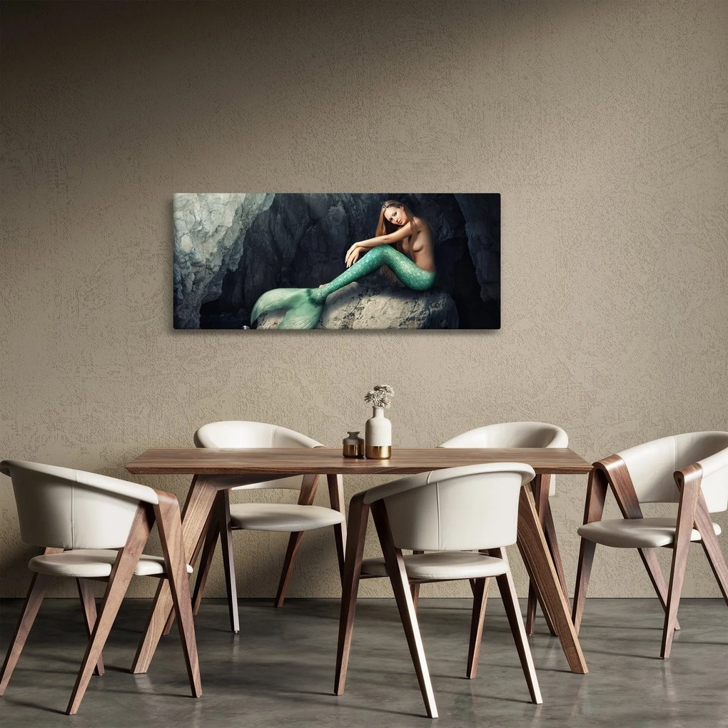 Tablou - Sirena pe stâncă (120x50 cm)