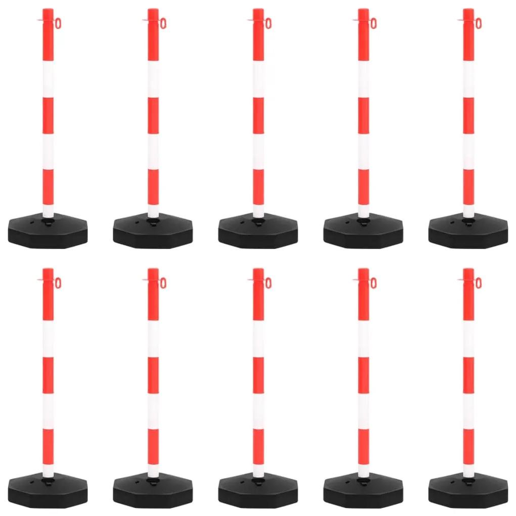Set stalp semnalizare trafic, cu lant din plastic de 10 m 10, Rosu