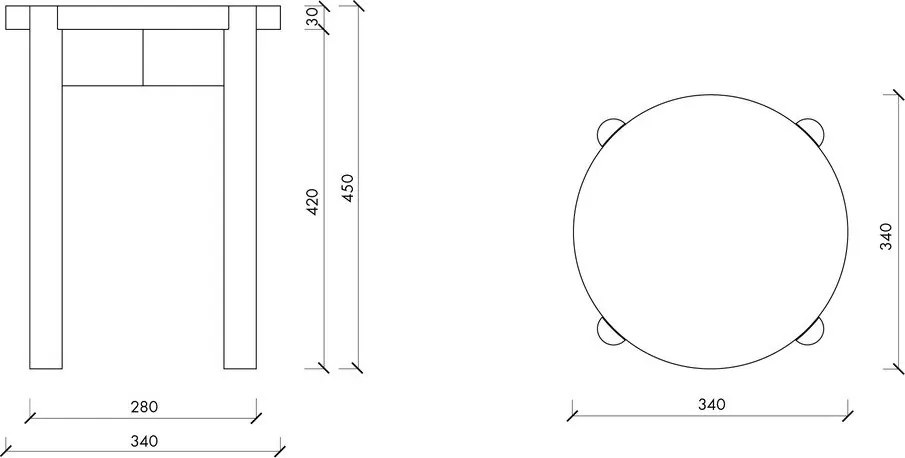 Scaun tip taburet negru din lemn de fag Hopp – noo.ma