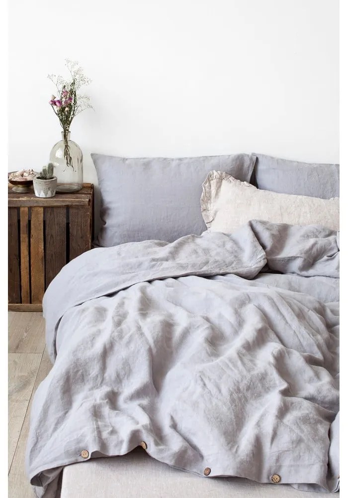 Față de pernă din in Linen Tales, 70 x 90 cm, gri deschis