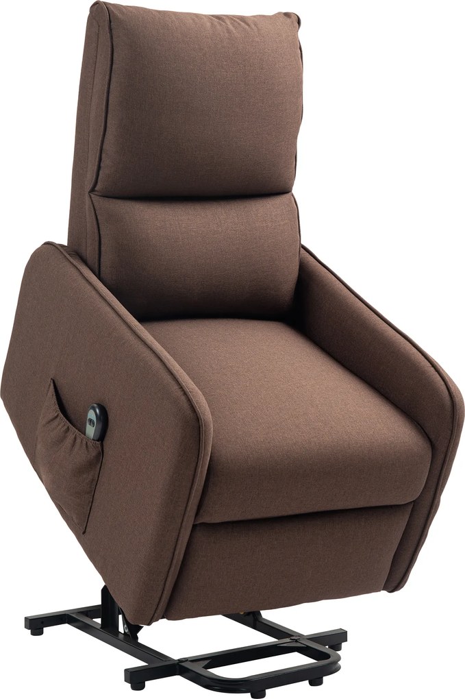 HOMCOM Fotoliu Electric de Relaxare cu Telecomandă, Suport pentru Picioare și Buzunar Lateral, 62x86,5x98 cm, Maro Închis | Aosom Romania