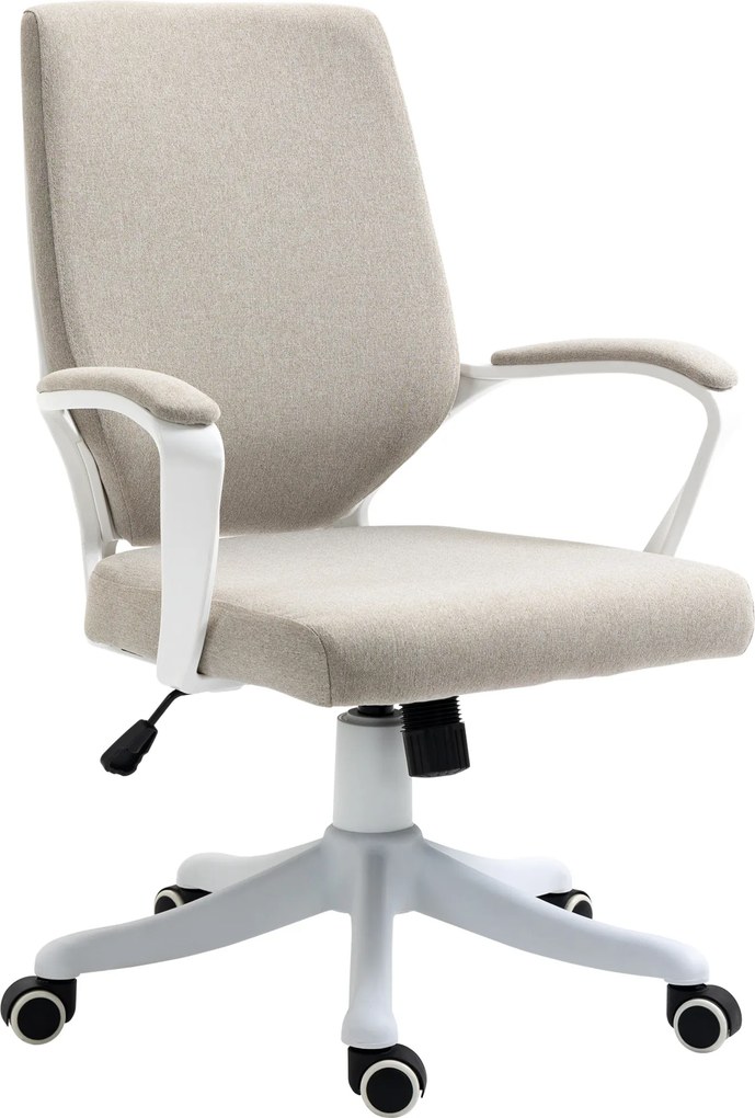 Vinsetto Scaun Ergonomic de Birou, Reglabil în înălțime Pivotant 360° cu Legănare, 62x69x92-100 cm, Bej | Aosom Romania