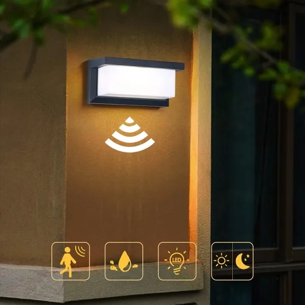 Aplică LED de exterior cu senzor Brilagi BRICKY LED/12W/230V antracit IP54