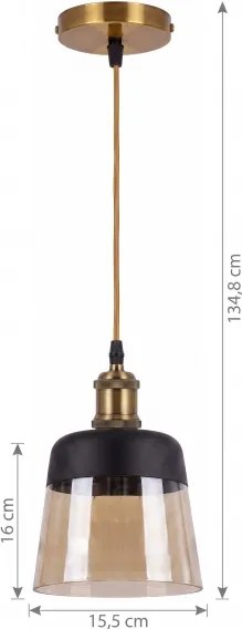 BRILAGI - Lustra LED pe cablu R GLASS 1xE27/60W/230V Ø 15,5 cm auriu/bej fumuriu
