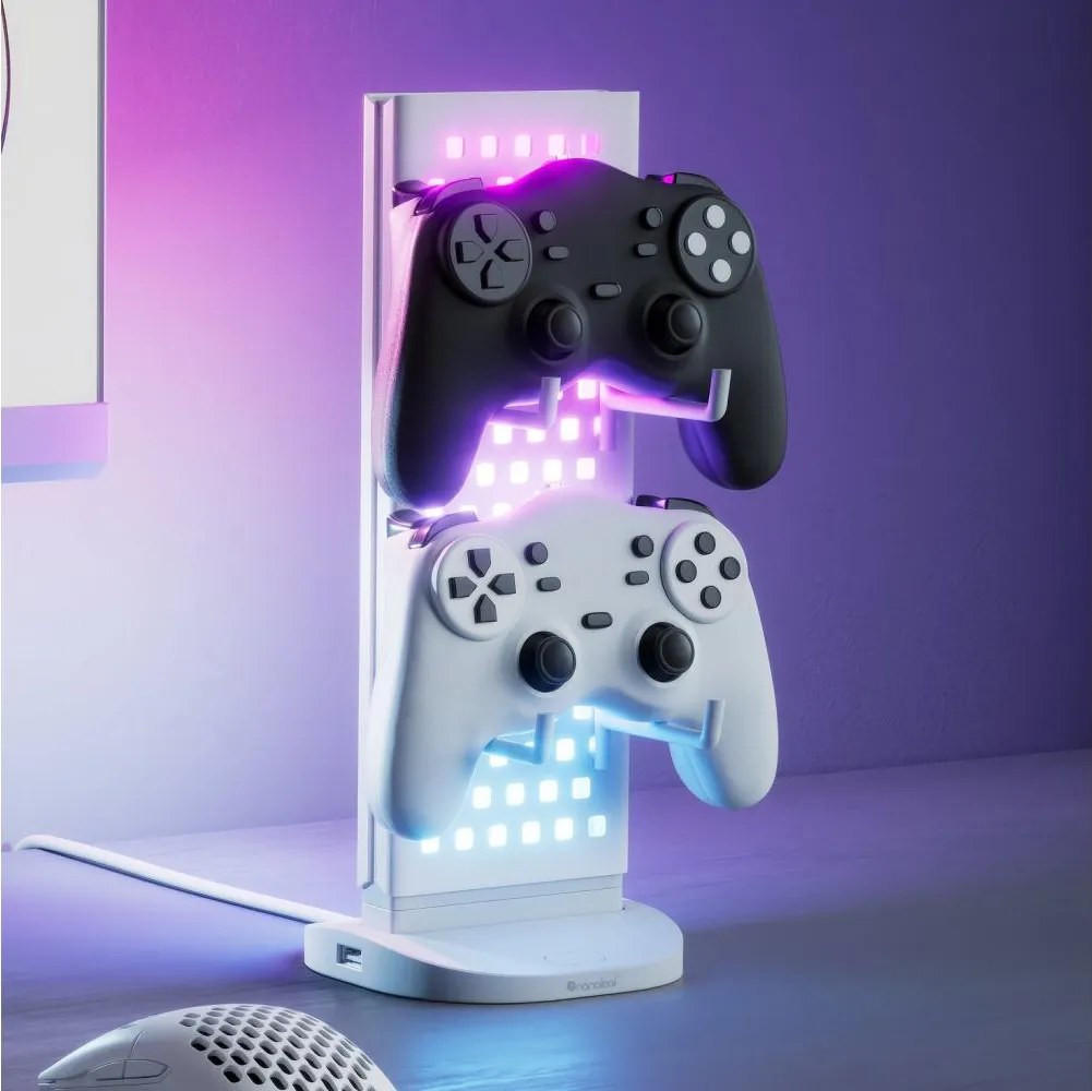 Nanoleaf NL7602K0001A023 - Stație de încărcare desktop LED RGBIC, reglabilă, 2700–6500 K, 5 V, alb