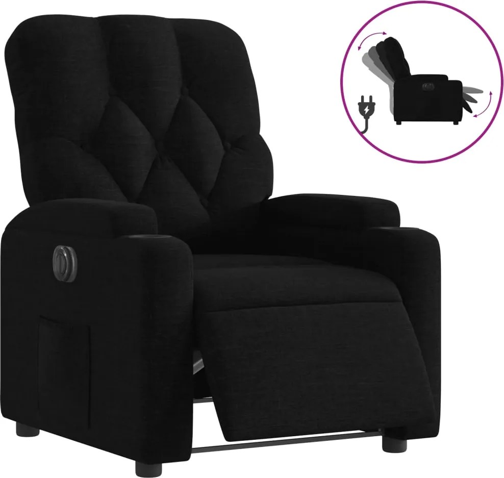 vidaXL Fotoliu rabatabil electric, negru, material textil
