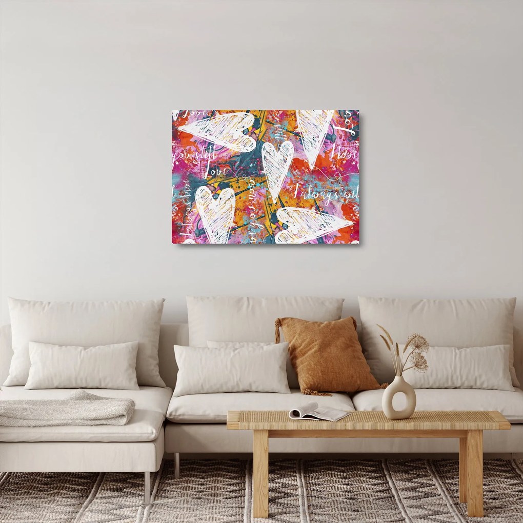 Tablou pe sticlă - Inima pe un fundal abstract (70x50 cm)