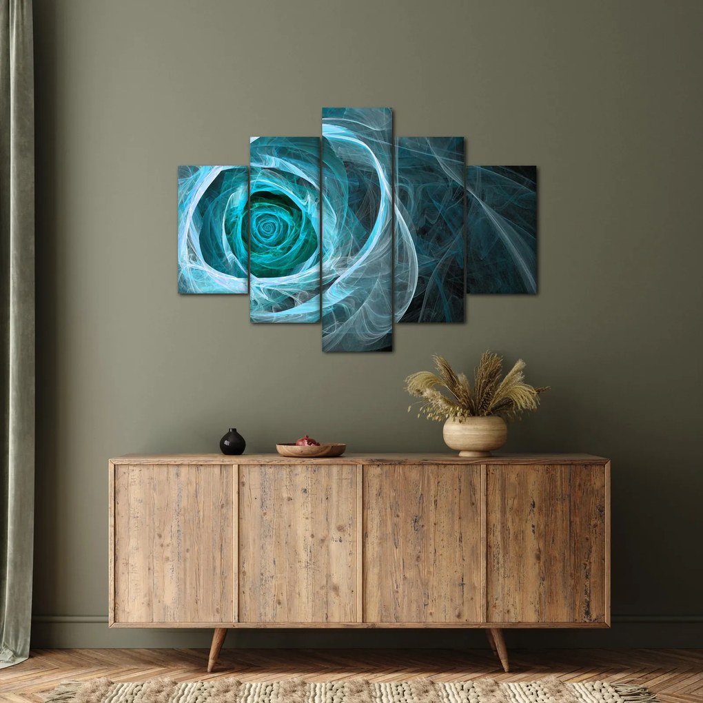 Tablou - Abstract trandafir albastru cu fundal negru (150x105 cm)