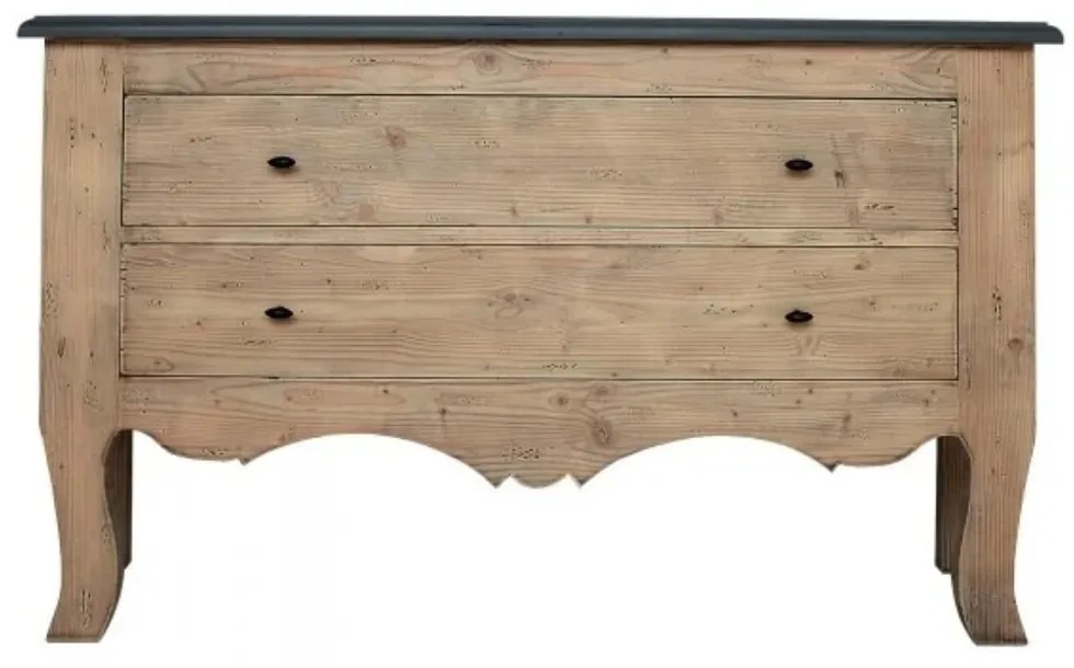 Comoda natur, din lemn de pin, cu 2 sertare, aspect vintage, Justine
