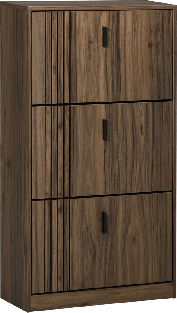 HOMCOM Dulap pentru Pantofi, Organizator de Pantofi cu 3 Sertare si Rafturi Reglabile pentru 18 Perechi, 63x24x114 cm, Nuc | Aosom Romania