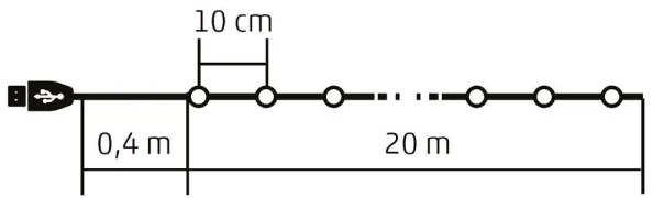 Șir LED RGB Crăciun dimabil 200 LED/29 funcții, 20,4 m