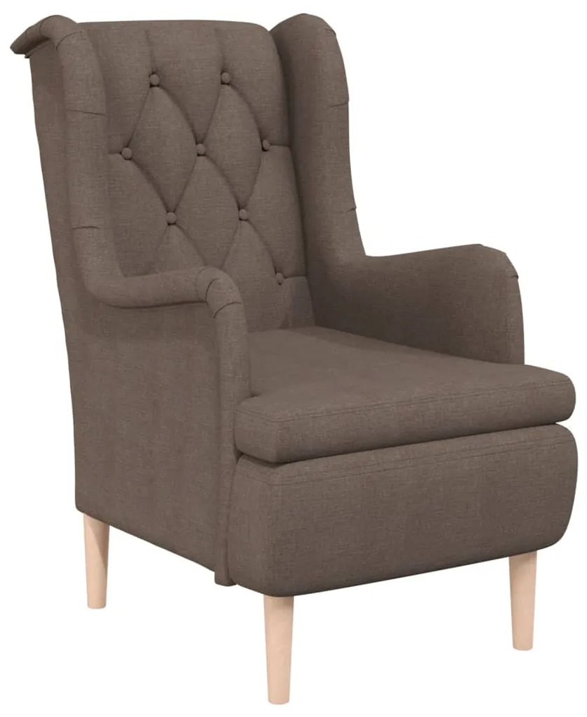 329392 vidaXL Fotoliu cu picioare din lemn de hevea gri taupe material textil