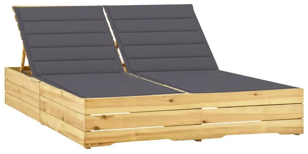 vidaXL Șezlong dublu cu perne antracit, lemn de pin tratat