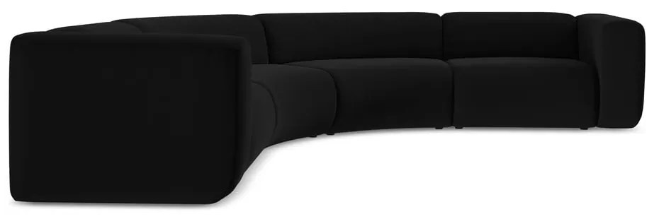 Colțar negru cu tapițerie din catifea Ekahi – Makamii