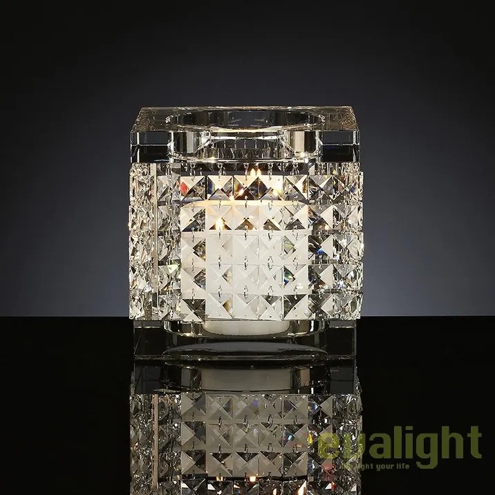 Suport pentru lumanare design LUX, realizat manual din sticla, NEFERTARI SQUARE 20x20cm