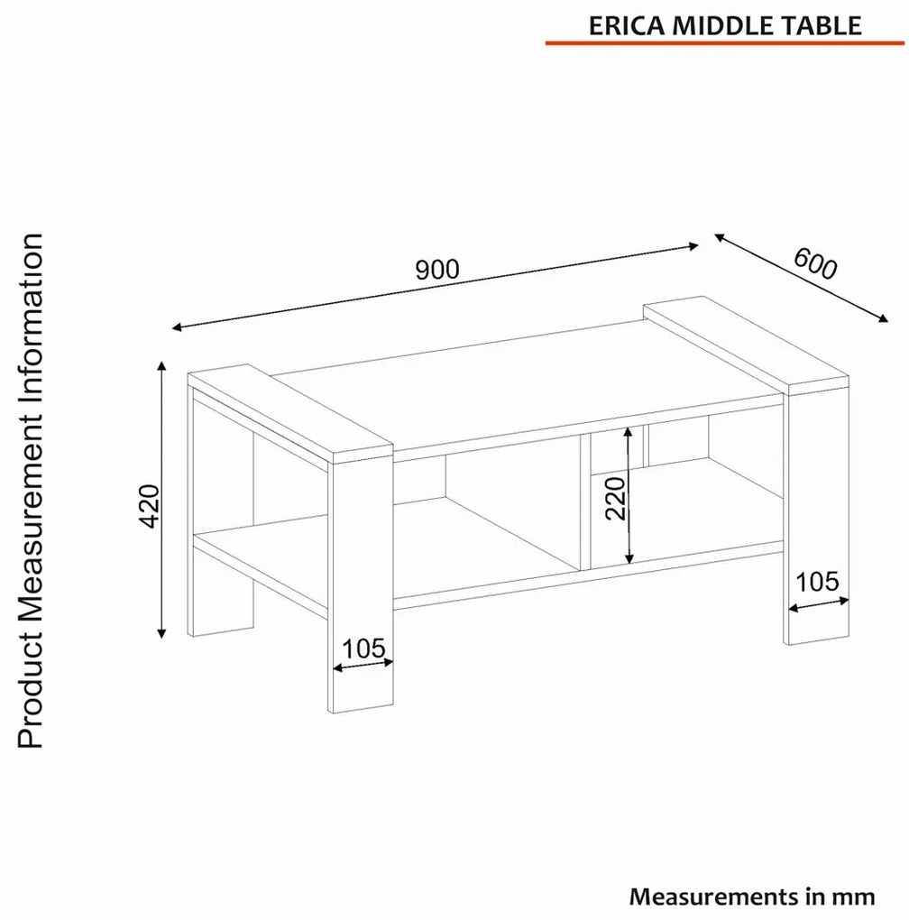 Masă de cafea Erica White Walnut