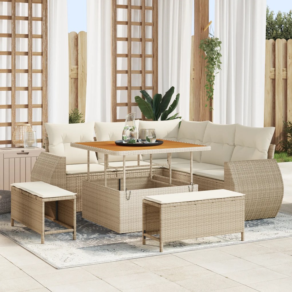 vidaXL Set de canapele pentru grădină 8 pcs Bej poliratan