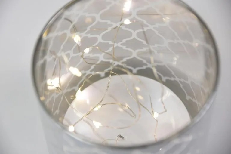 Set de felinare decorative, sticlă albă, microLED, fără flac