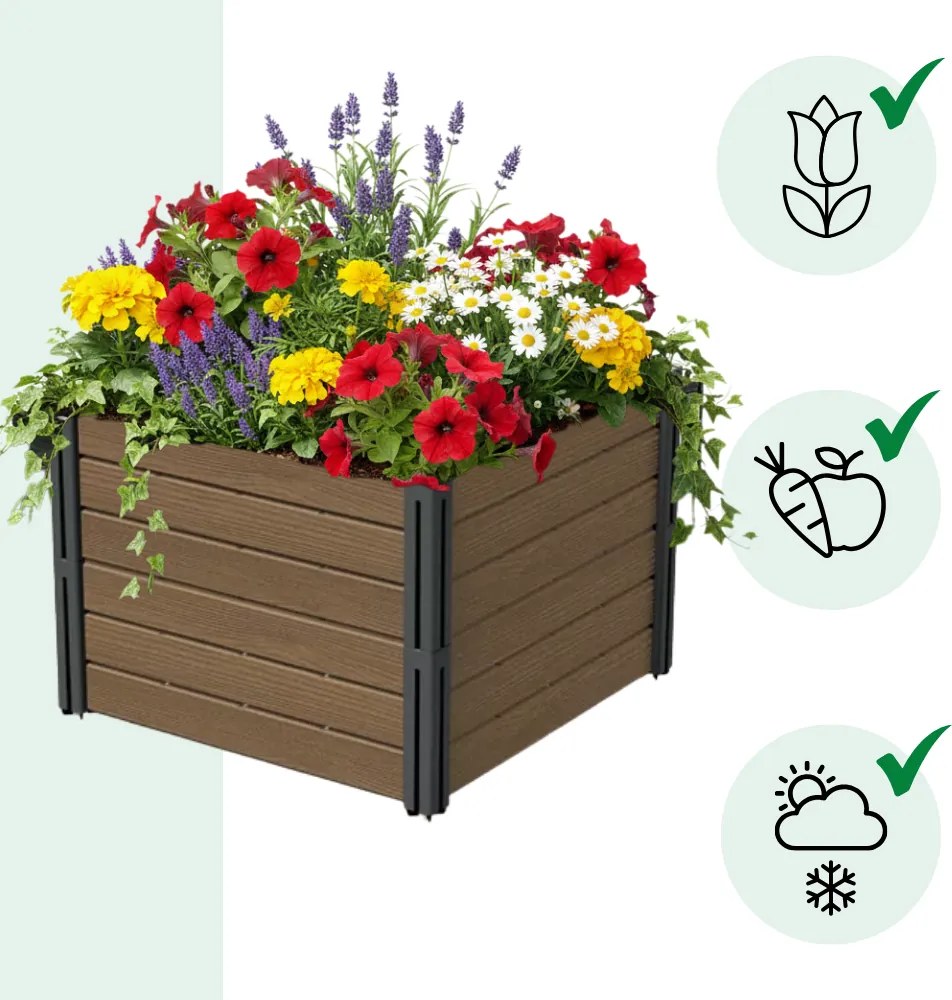 Strat înălțat BASE PLANT, 61x61x46cm, maro natural Prosperplast