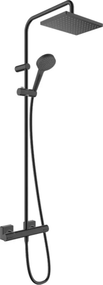 Coloana de dus cu baterie Hansgrohe Vernis Shape 230 Ecosmart termostatata negru mat