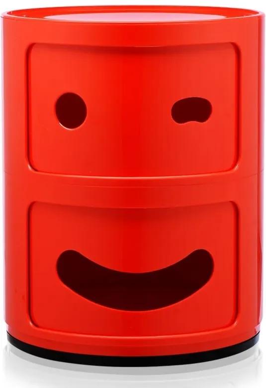 Comoda modulara Kartell Componibili 2 Smile Wink, design Anna Castelli Ferrieri, rosu