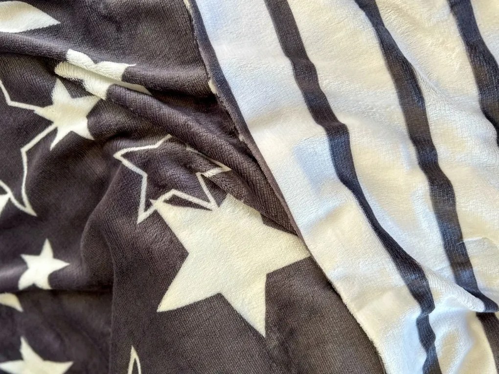 Lenjerie de pat din microplus STARS gri + cearceaf din microplus SOFT 90x200 cm gri inchis