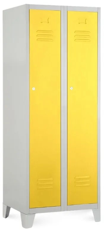 Dulap metalic, 60 x 50 x 160 cm, picioare fixe, încuietoare cilindrică, galben - ral 1023