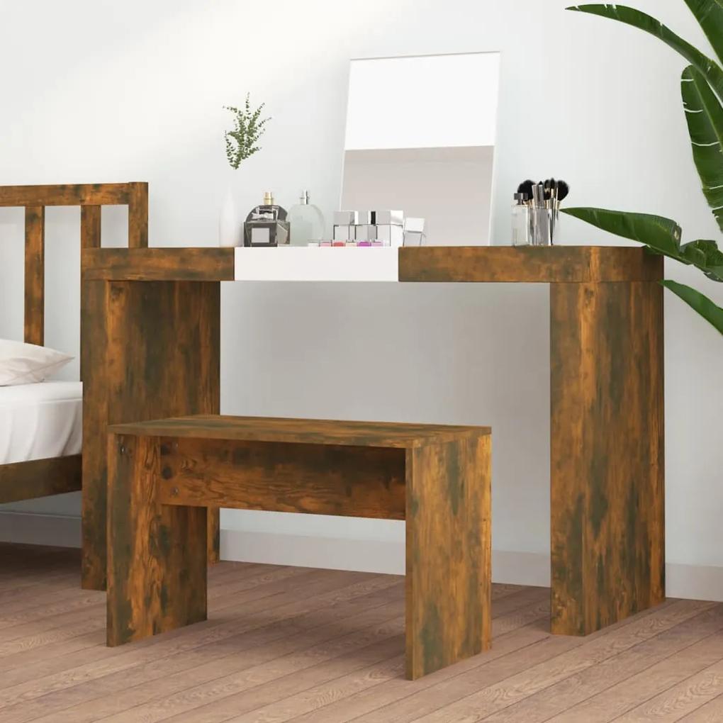 Taburet de toaleta, stejar fumuriu, 70x35x45 cm, lemn prelucrat Stejar afumat