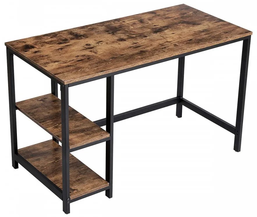Birou de Studiu cu 2 Rafturi, PAL Melaminat, Maro / Negru, Vasagle, LWD47X