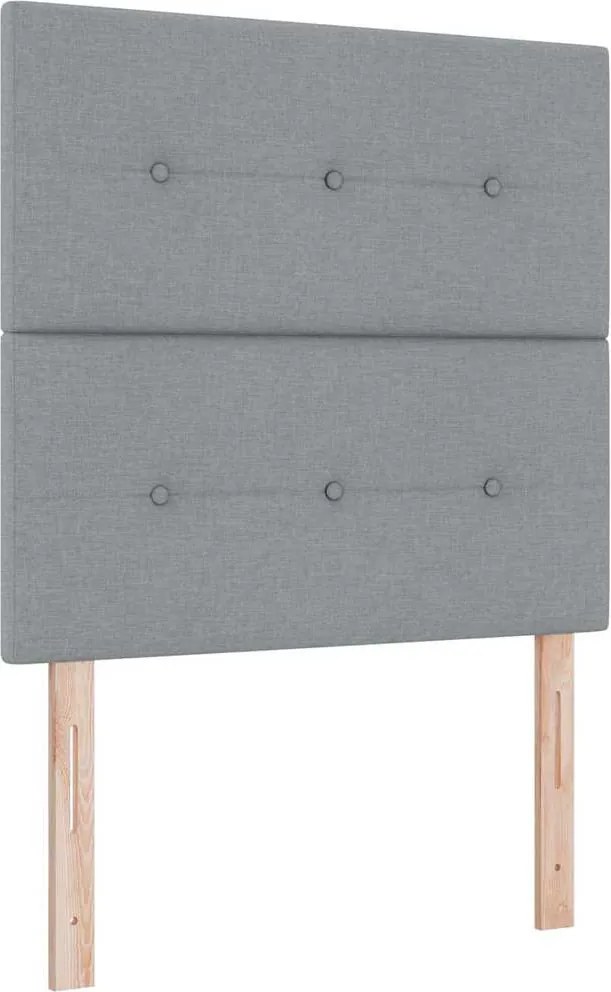 vidaXL Tăblie LED cu benzi LED cu headboard Gri deschis 90 cm țesătură