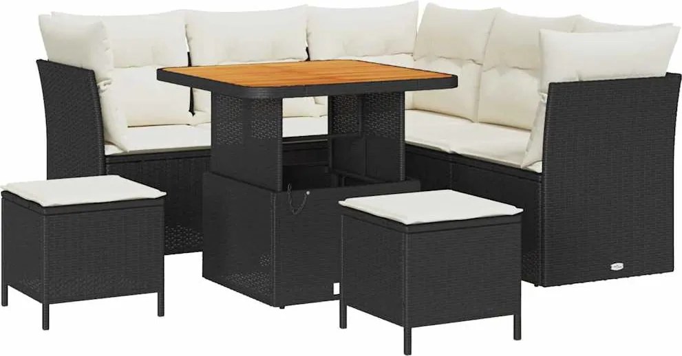 vidaXL Set de canapele pentru grădină 8 pcs Negru poliratan