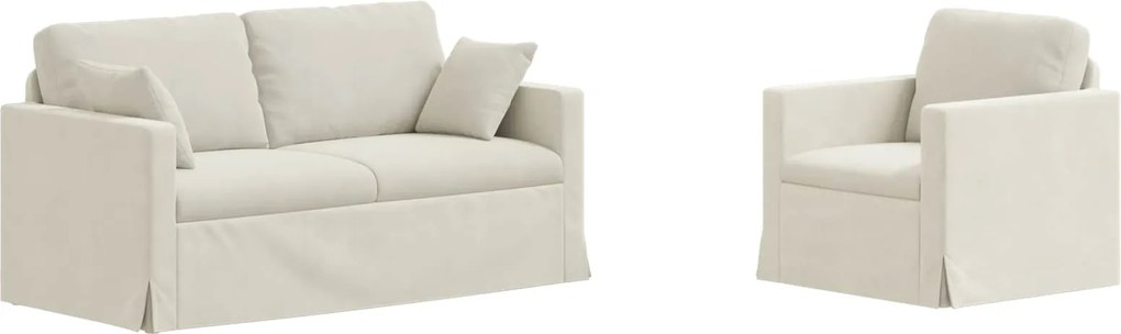 vidaXL Set de canapea 2 pcs Crem 158 x 78 x 80 cm Catifea