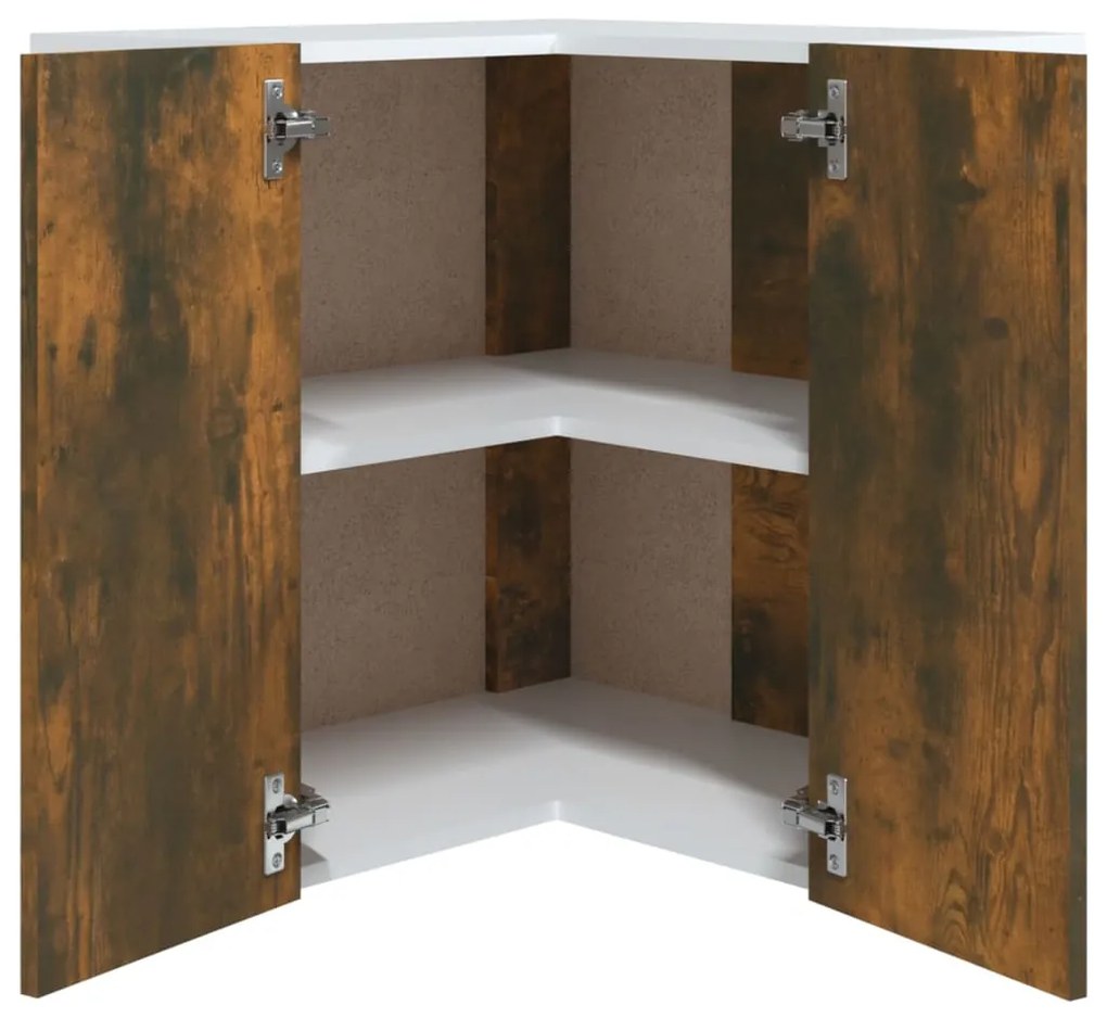 Dulap de colt suspendat, stejar fumuriu, 57x57x60 cm, lemn Stejar afumat, 1