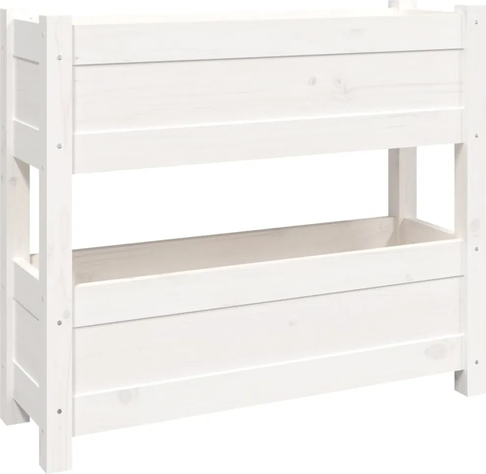 vidaXL Jardinieră, alb, 77x25x66 cm, lemn masiv de pin