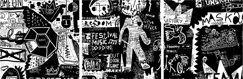 Tablou - Graffiti (cu ceas) (90x30 cm)