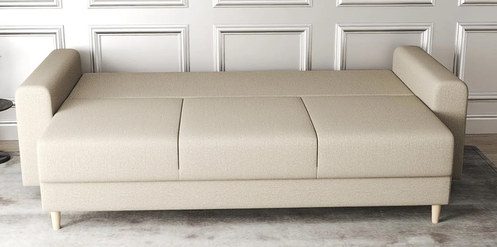 Canapea extensibilă dumonde cu ladă de depozitare si sezut confortabil din spuma high-density, Kronos Enjoy Camel 210x100 cm