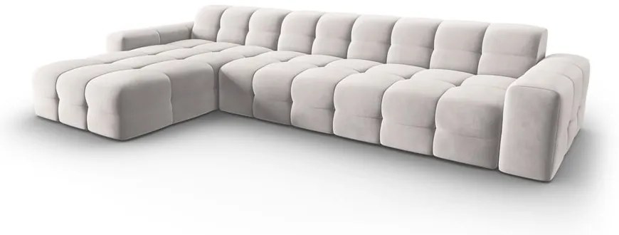 Colțar gri deschis cu tapițerie din catifea (pe partea stângă) Kendal – Micadoni Home