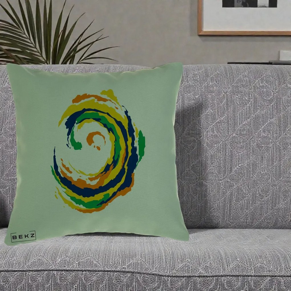 Perna Decorativa Vortex Abstract Colorat, 40x40 cm, Verde, Husa Detasabila, Perna Inclusa, BEKZ®