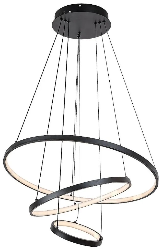 Lustra LED cu telecomanda cu 3 inele metal negru Beliza
