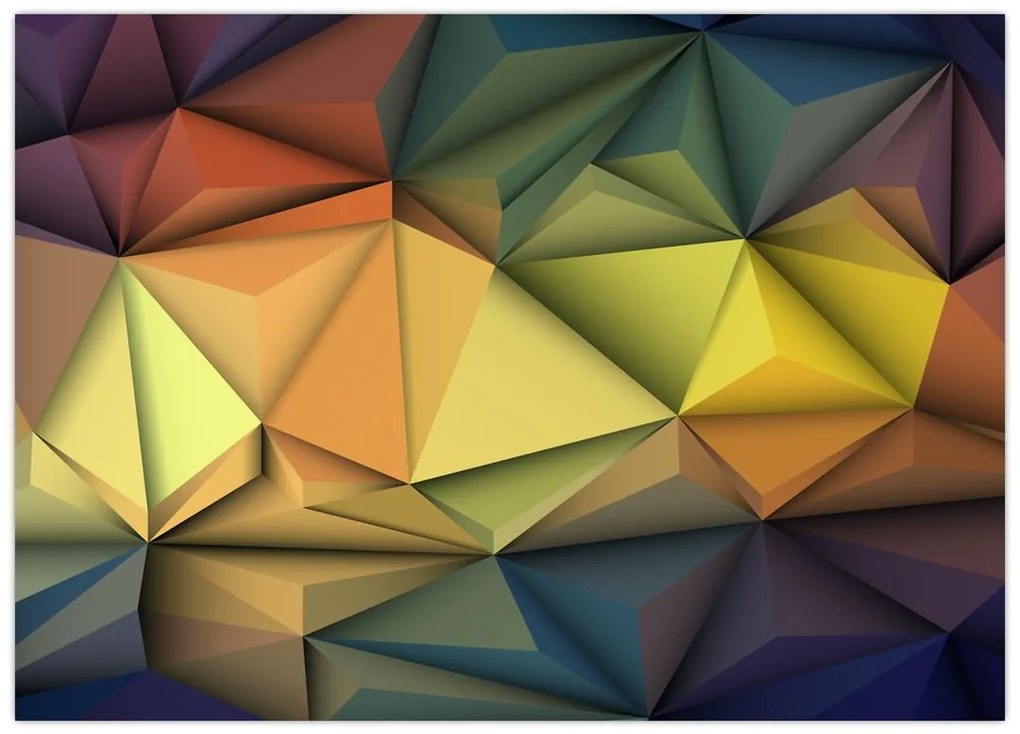 Tablou pe sticlă - Abstracție 3D poligonală (70x50 cm)