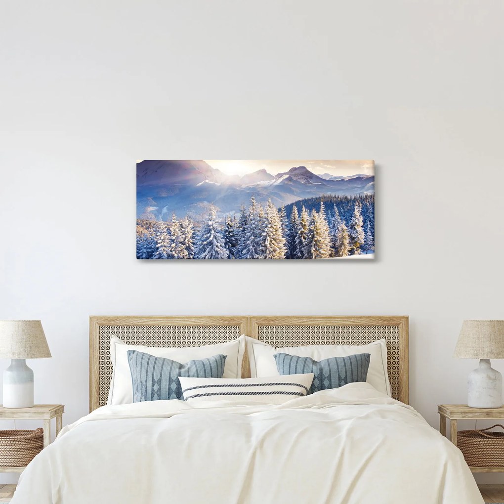 Tablou - Peisaj montan în timpul iernii (120x50 cm)
