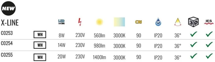 Spot LED aplicat X-line 8W alb