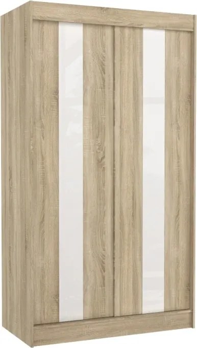 Dulap cu usi glisante 120x215 cm, Karen, ADRK Furniture (Culoare: Alb / Negru Lacobel)