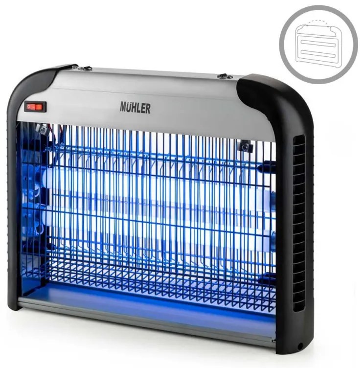 Lampa UVA pentru insecte Muhler MIK-60 1003953, 30W, 60 m², Sigura pentru oameni si animale, Tava detasabila, Negru/gri